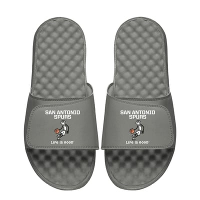  San Antonio Spurs ISlide Youth Life Is Good Slide Sandals - Gray