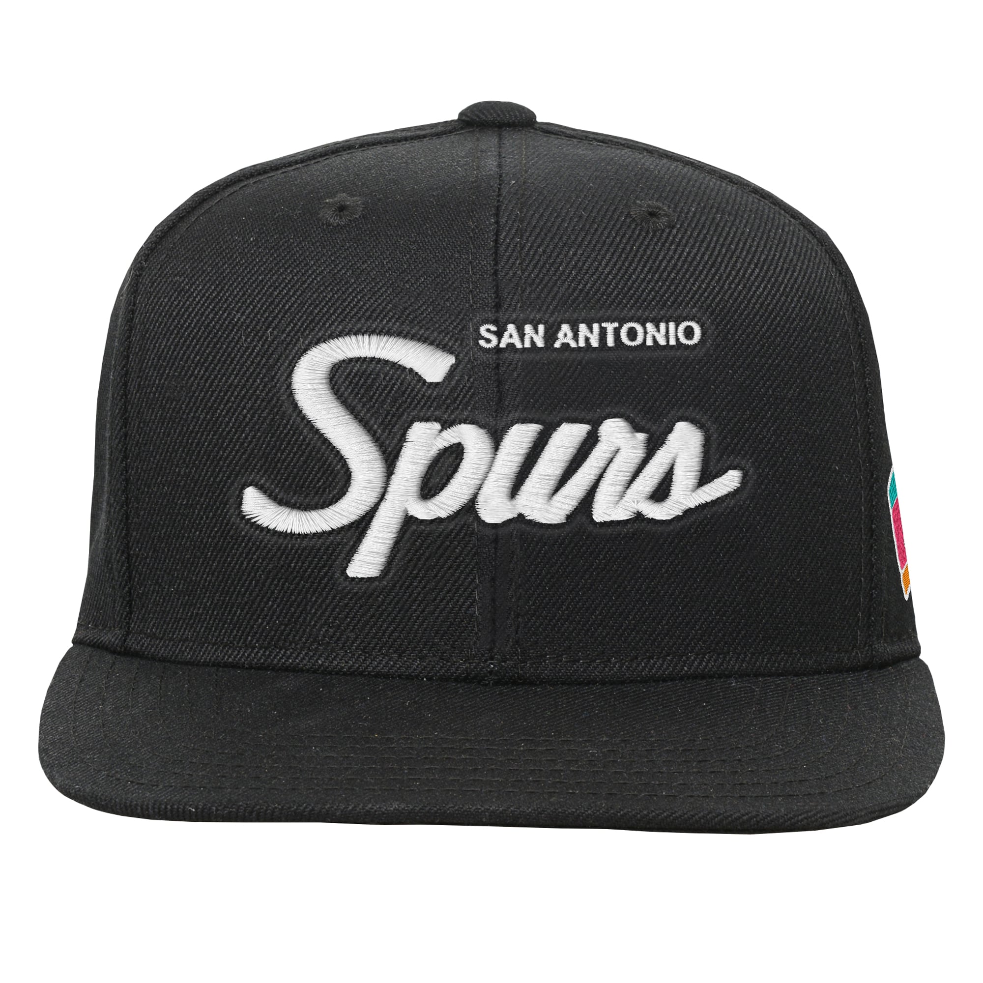 Youth Mitchell & Ness Black San Antonio Spurs Head Coach Flat Brim Snapback Hat