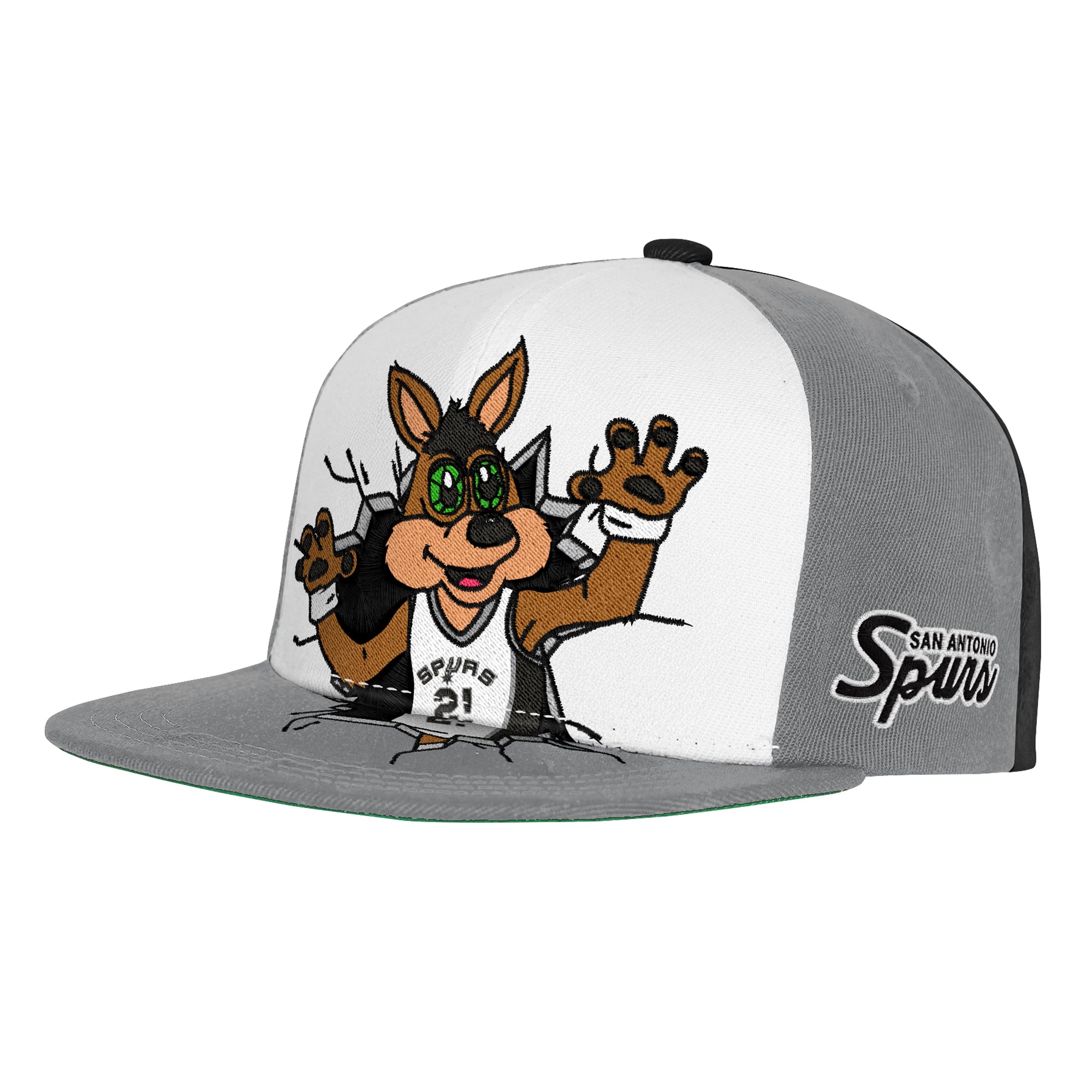 Youth Mitchell & Ness Gray San Antonio Spurs Mascot Snapback Hat