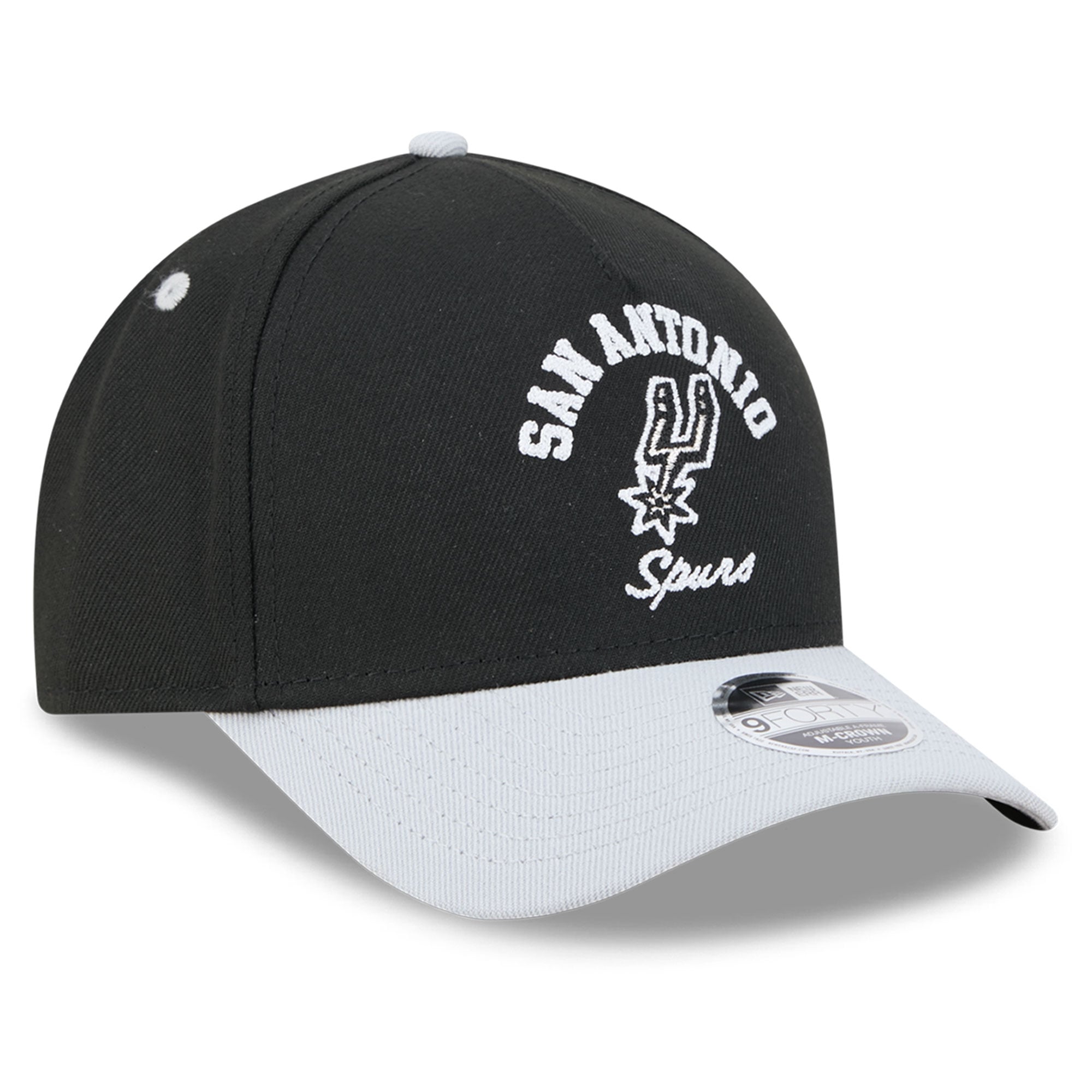 Casquette ajustable New Era noire San Antonio Spurs Arch 9FORTY A-Frame M-Crown pour jeunes