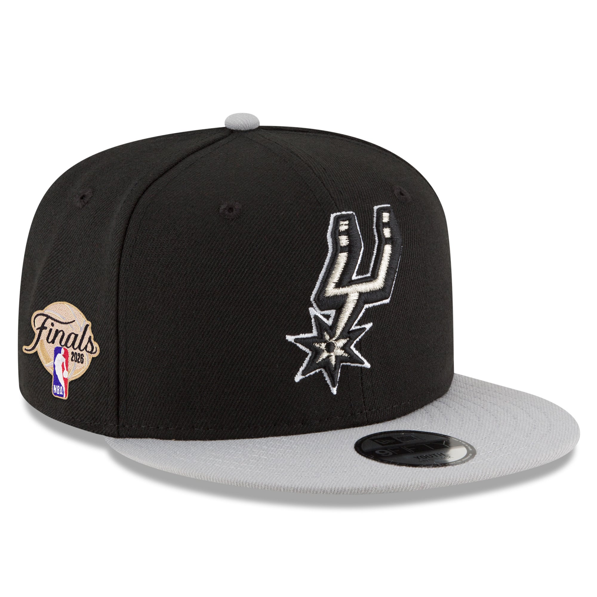 Youth San Antonio Spurs New Era Black/Gray 2026 NBA Finals Side Patch 9FIFTY Snapback Hat