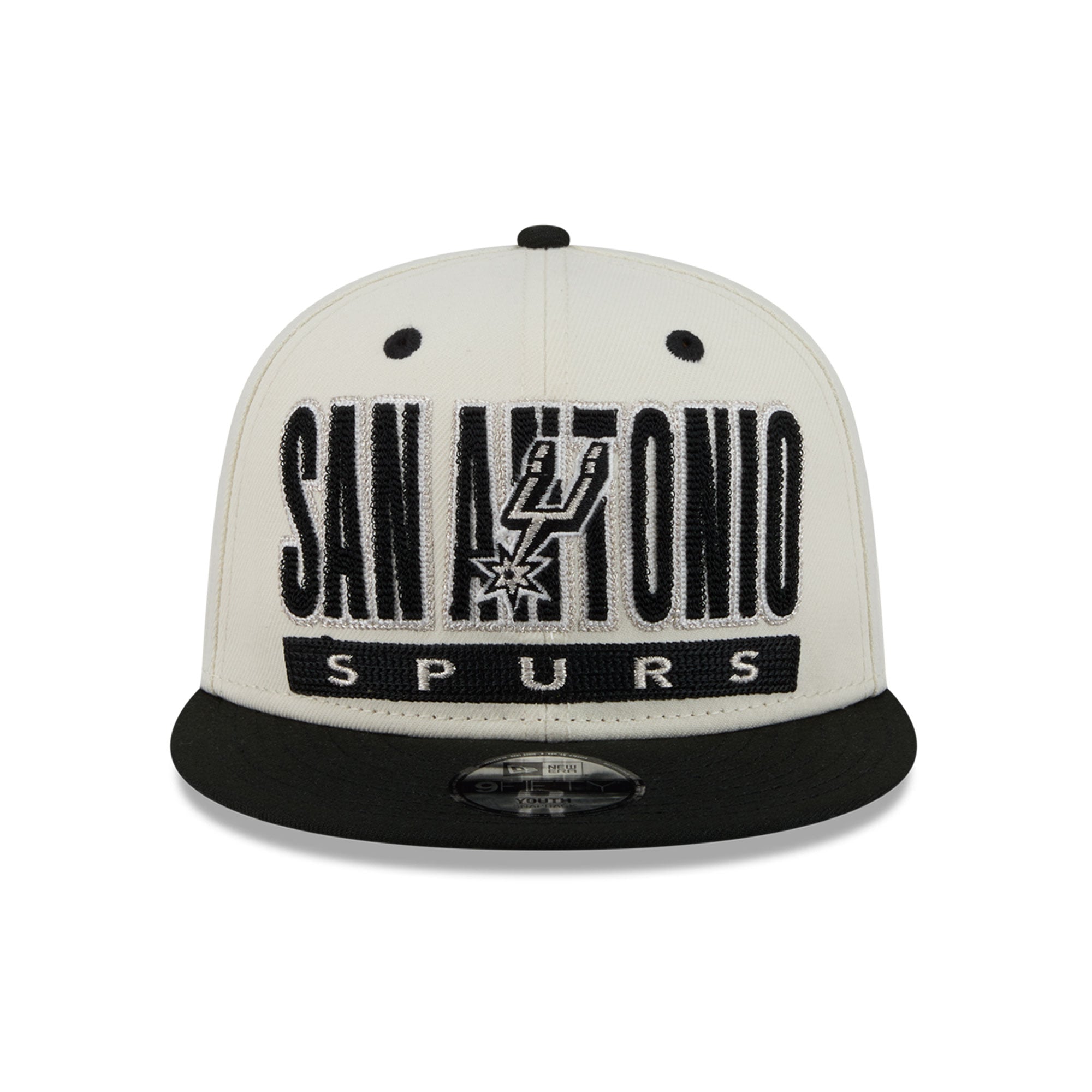 Casquette snapback New Era Classic 9FIFTY crème/noire pour jeunes San Antonio Spurs
