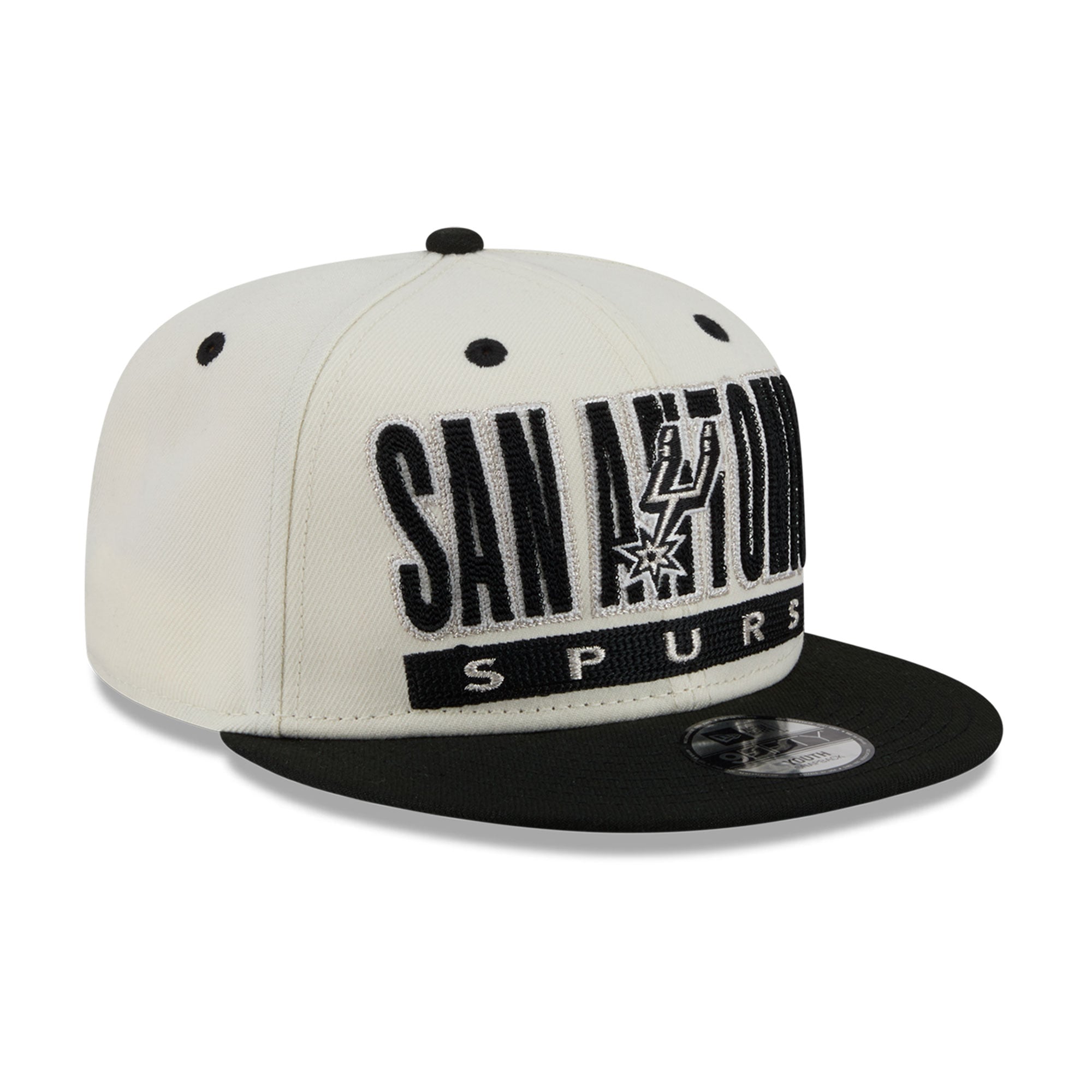 Youth San Antonio Spurs New Era Cream/Black Classic 9FIFTY Snapback Hat