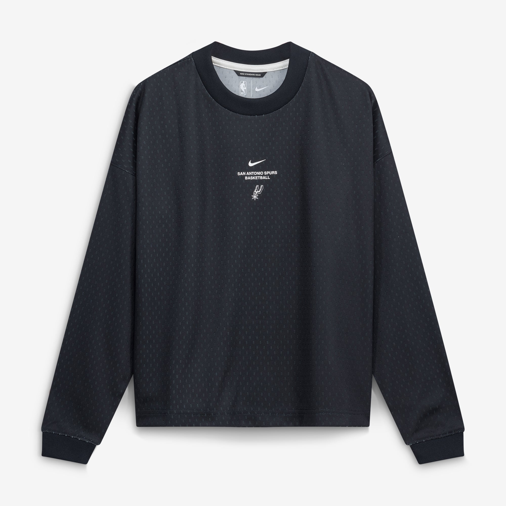 T-shirt à manches longues Nike noir San Antonio Spurs 2026 Standard Issue pour jeunes, performance d'avant-match