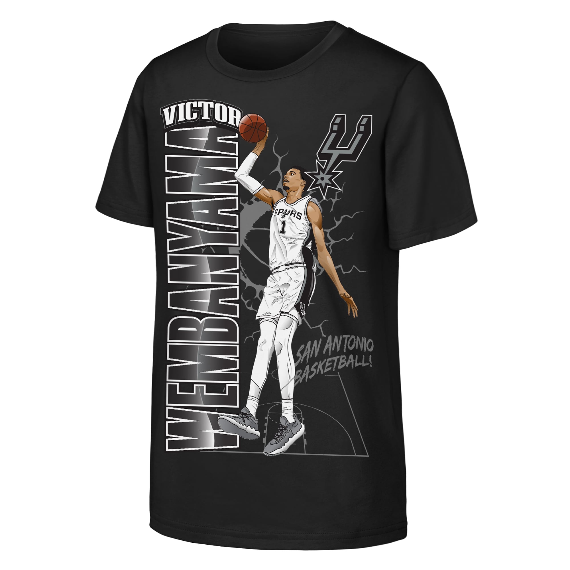 Youth Outerstuff Victor Wembanyama Black San Antonio Spurs Height T-Shirt