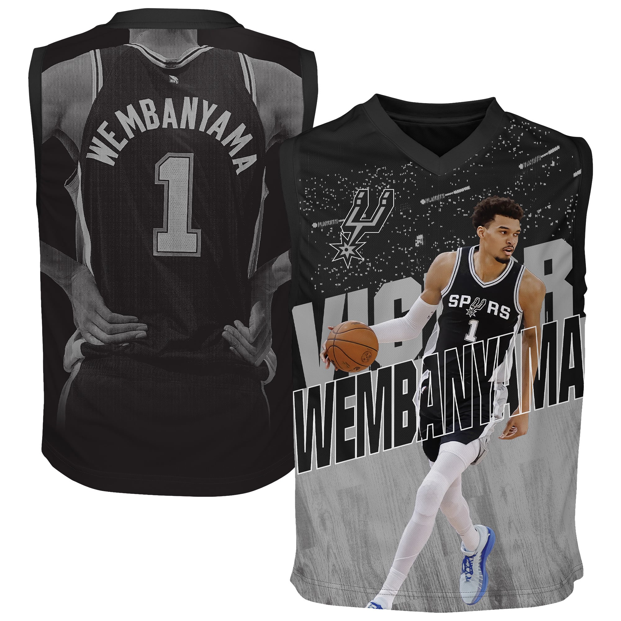 Maillot Icon Play noir Victor Wembanyama des San Antonio Spurs pour jeunes