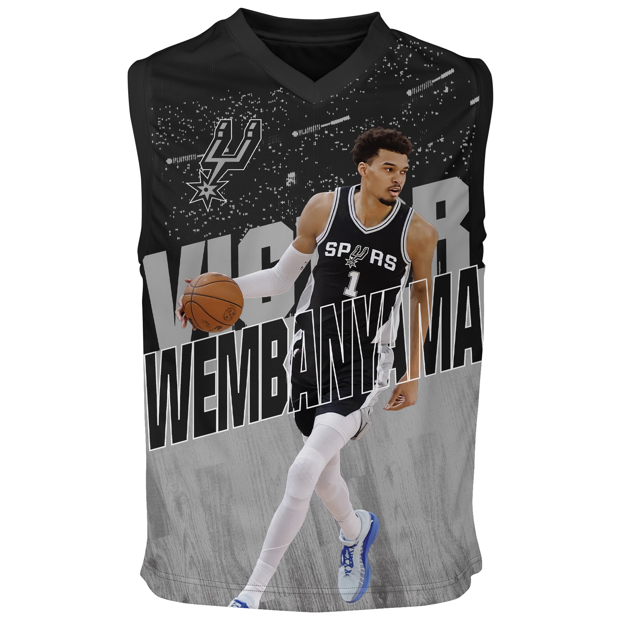 Maillot Icon Play noir Victor Wembanyama des San Antonio Spurs pour jeunes