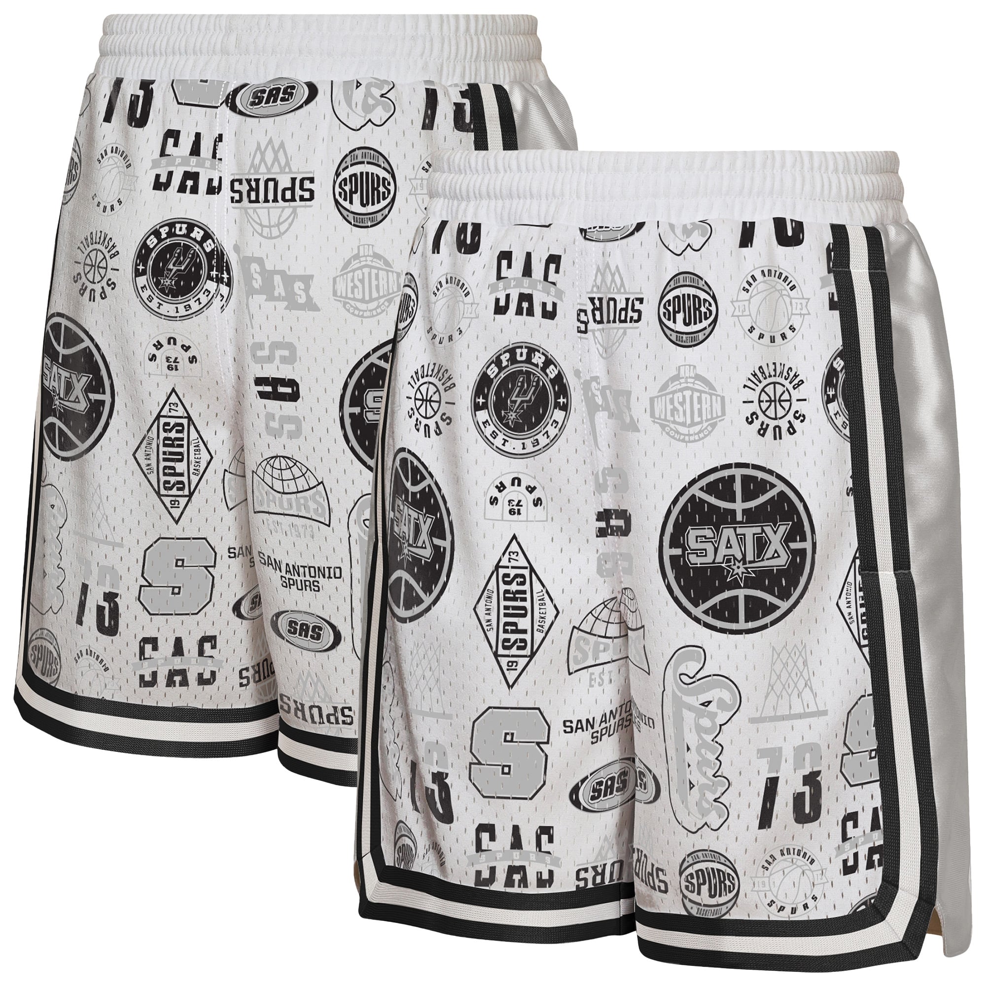 Short de basketball blanc Youth Outerstuff San Antonio Spurs Ball Hog Dazzle