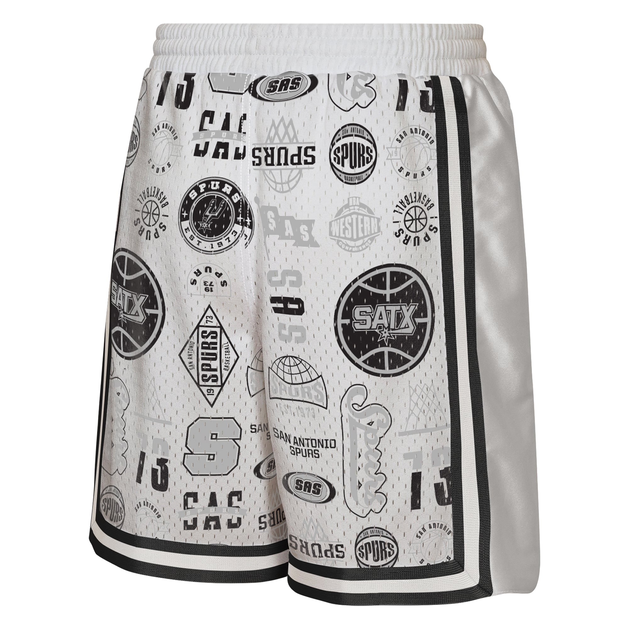Short de basketball blanc Youth Outerstuff San Antonio Spurs Ball Hog Dazzle
