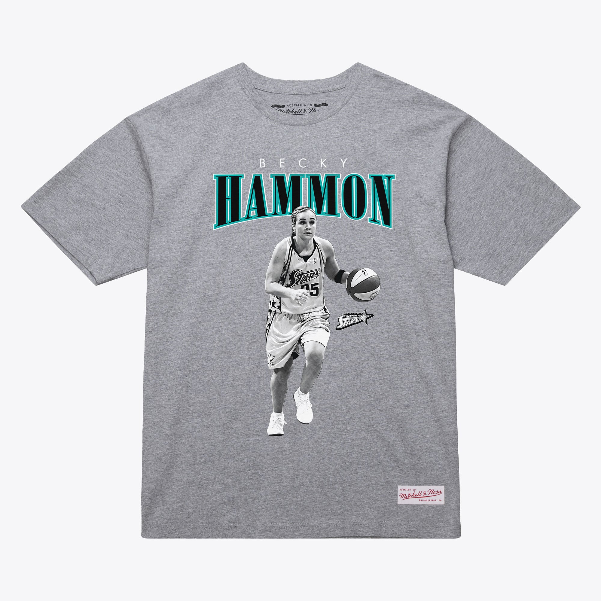 Unisex Mitchell & Ness Becky Hammon Heather Gray San Antonio Stars Player Boyfriend T-Shirt - Court Origins