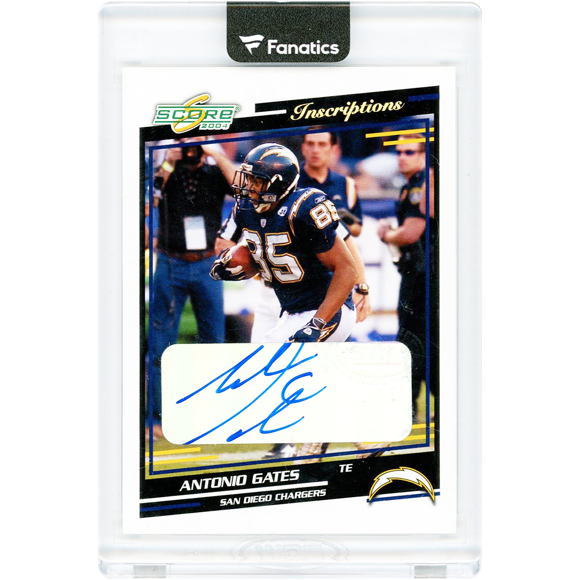 Carte autographiée d'Antonio Gates (San Diego Chargers) de 2004, Donruss/Playoff Score Inscriptions, n° 265