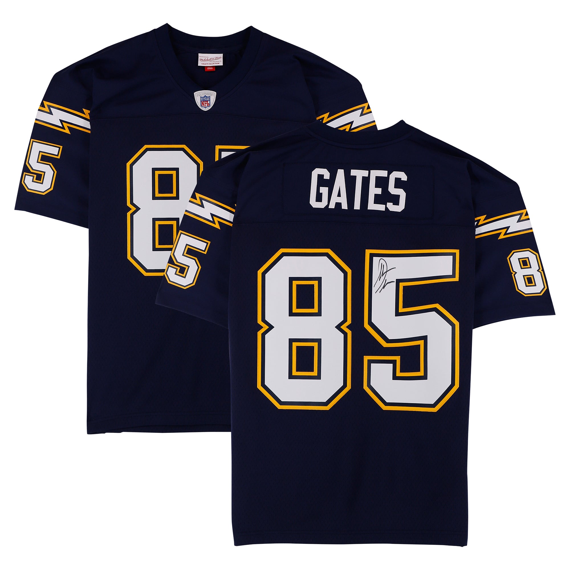 Maillot réplique Mitchell & Ness bleu marine 2006 autographié par Antonio Gates des Chargers de San Diego