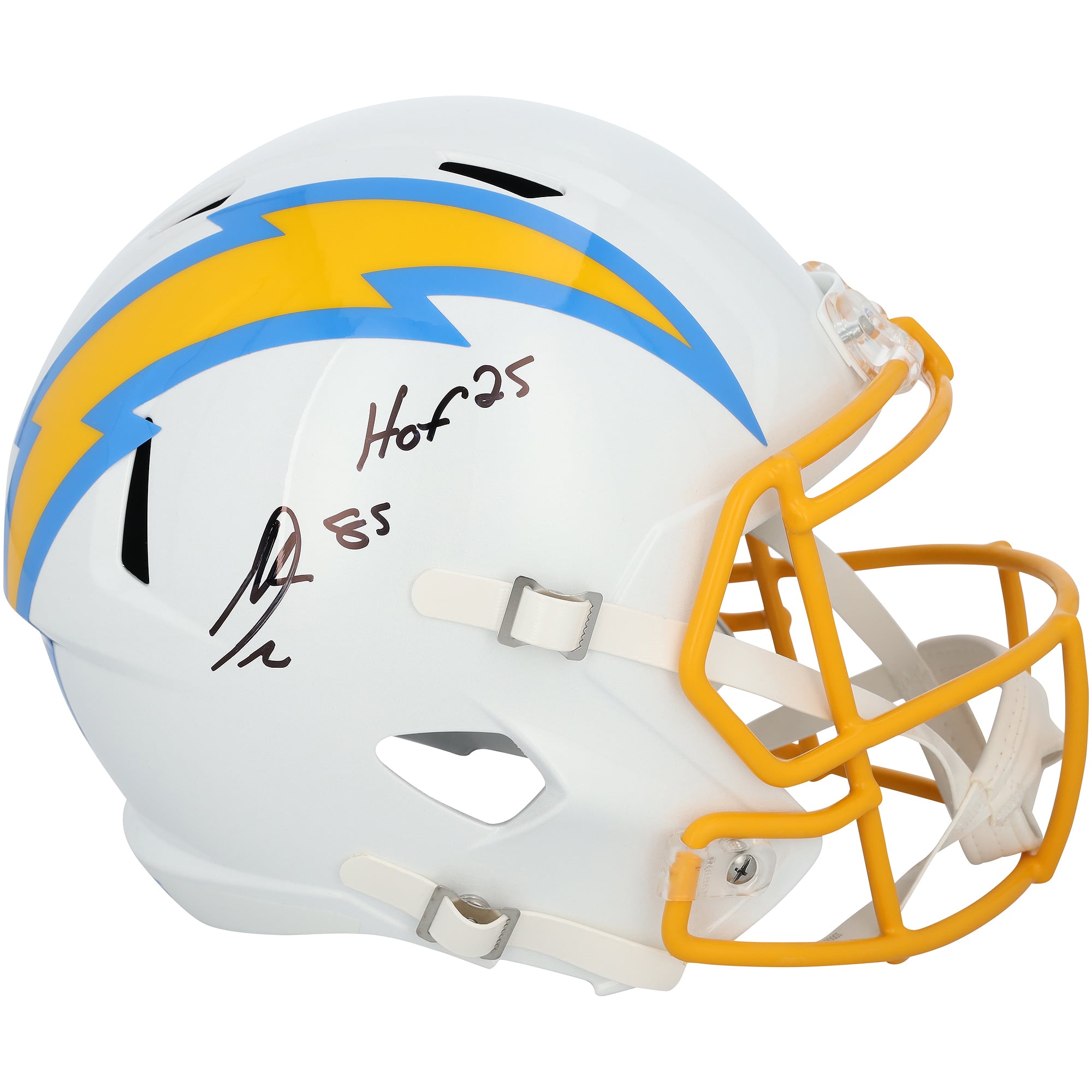 Casque réplique Riddell Speed ​​2020 autographié par Antonio Gates des Chargers de San Diego, avec inscription « HOF 25 ».