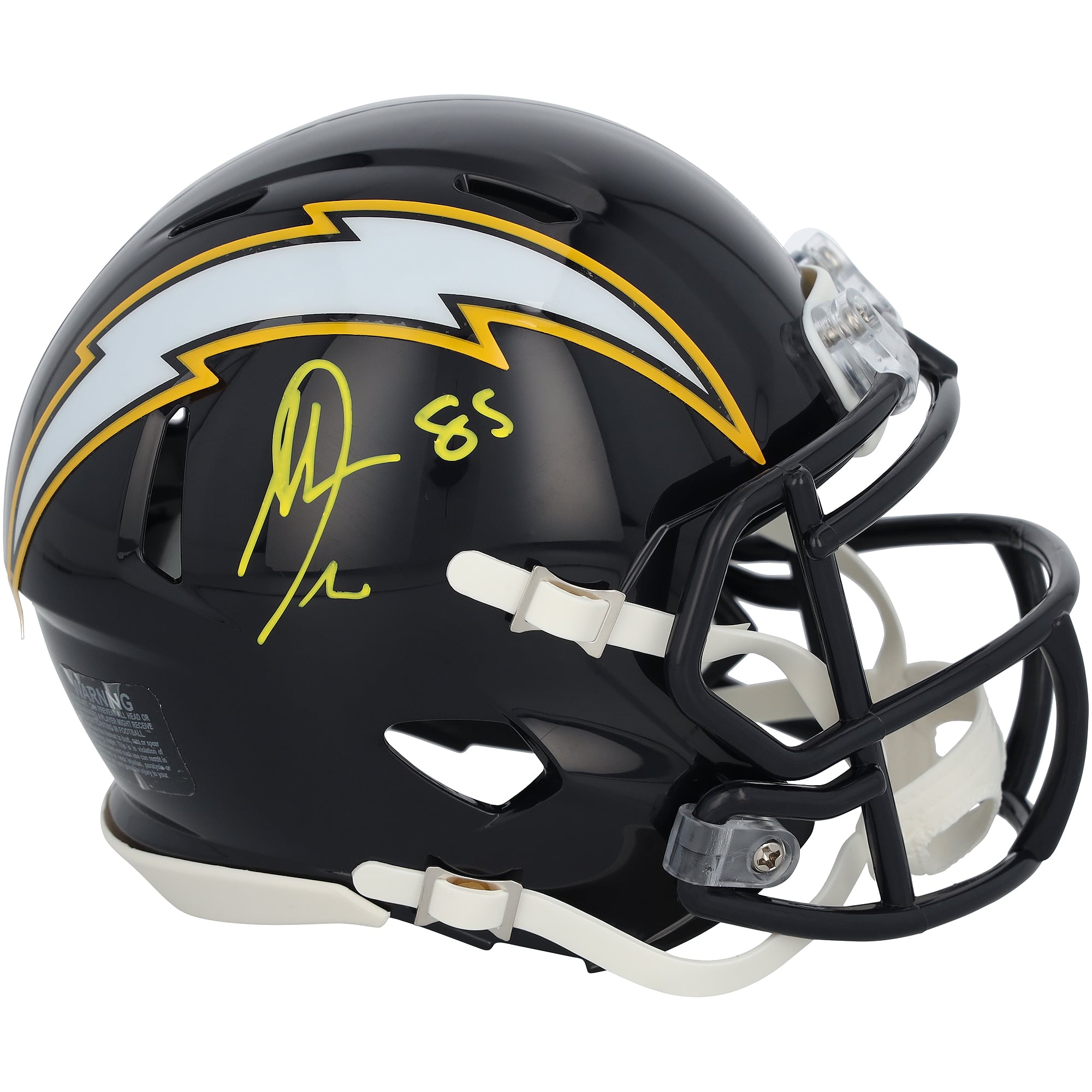 Casque Riddell Alternate Speed ​​Mini 2025 autographié par Antonio Gates des Chargers de San Diego, avec signature jaune