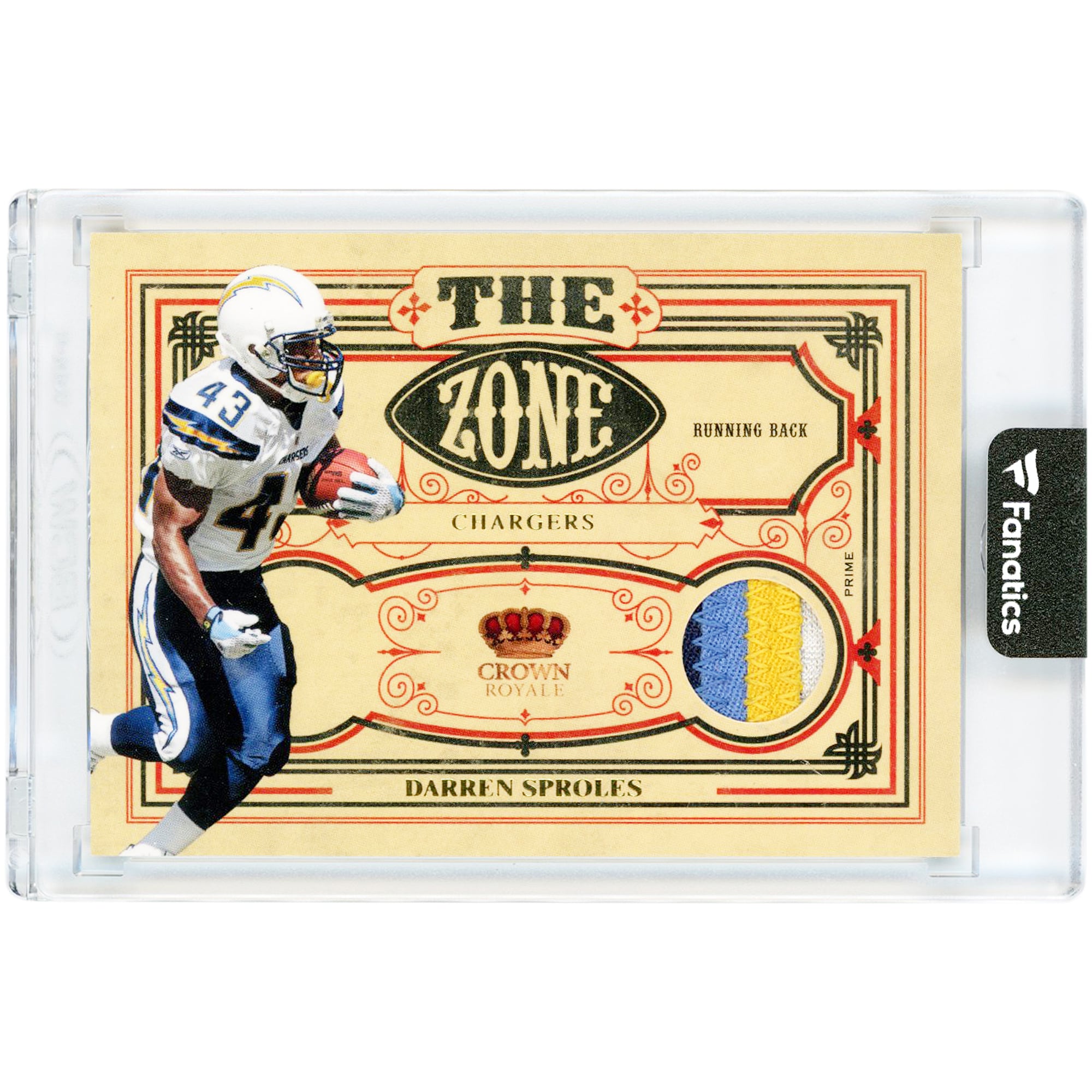 Carte Darren Sproles San Diego Chargers 2010 Panini Crown Royale Prime Game Used Quad-Color Jersey Relic #3 #44/50