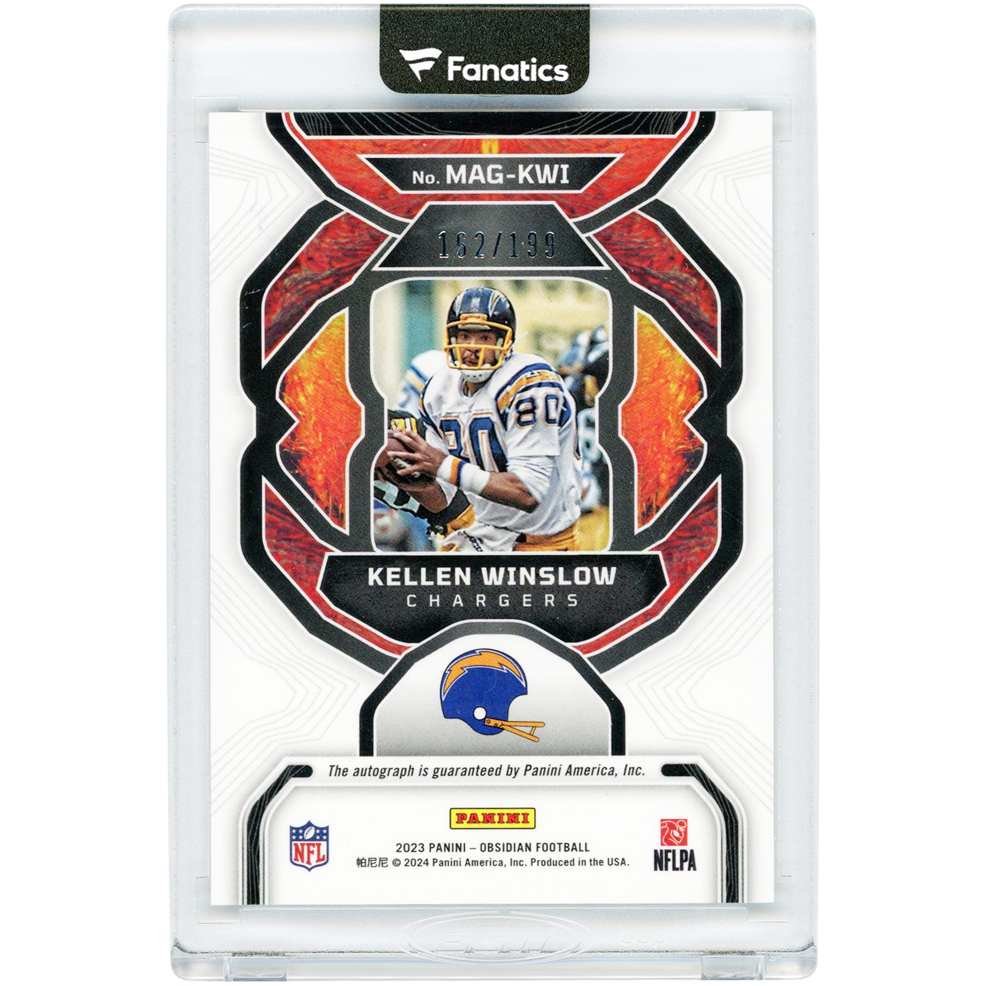 Kellen Winslow San Diego Chargers Autographed 2023 Panini Obsidian Magmatic Signatures #MAG-KWI #162/199 Card
