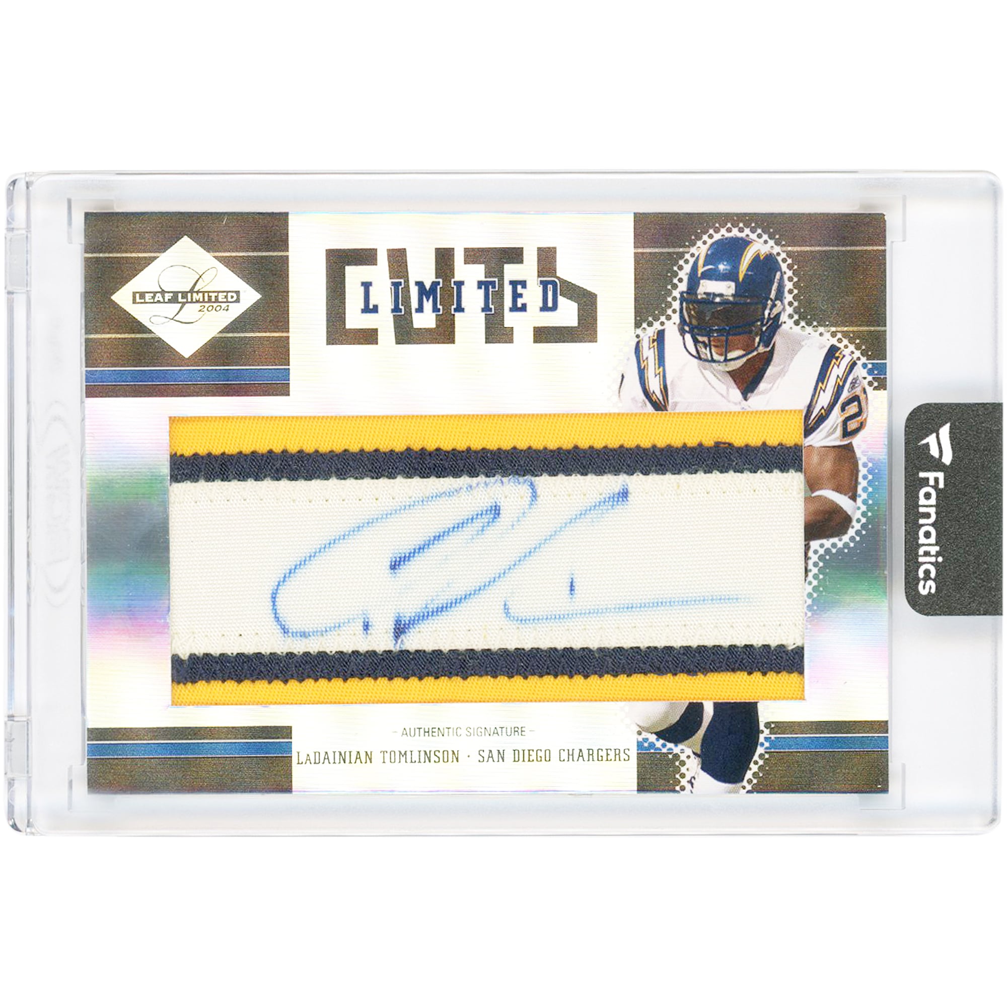 Carte autographiée par LaDainian Tomlinson des Chargers de San Diego, édition limitée Donruss Leaf 2004, numéro LC-4, numéro 50/50