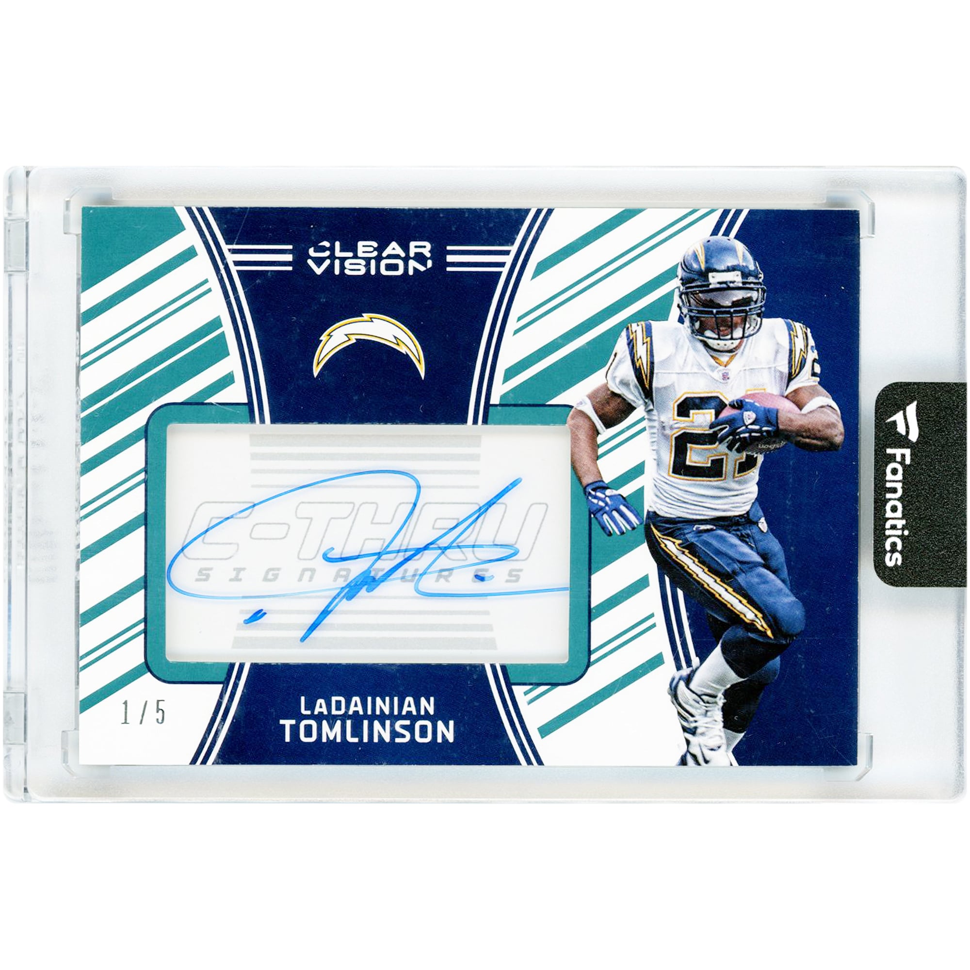 LaDainian Tomlinson San Diego Chargers Autographed 2016 Panini Clear Vision C-Thru Signatures Emerald #22 #1/5 Card