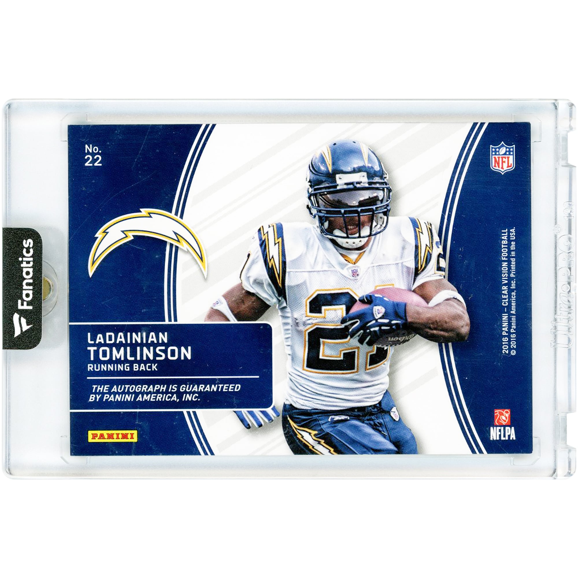 LaDainian Tomlinson San Diego Chargers Autographed 2016 Panini Clear Vision C-Thru Signatures Emerald #22 #1/5 Card