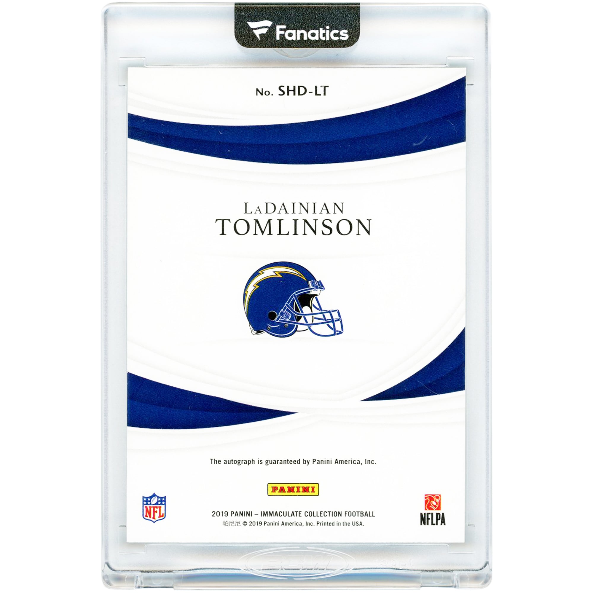 LaDainian Tomlinson San Diego Chargers Autographed 2019 Panini Immaculate Collection Shadowbox #SHD-LT #19/25 Card