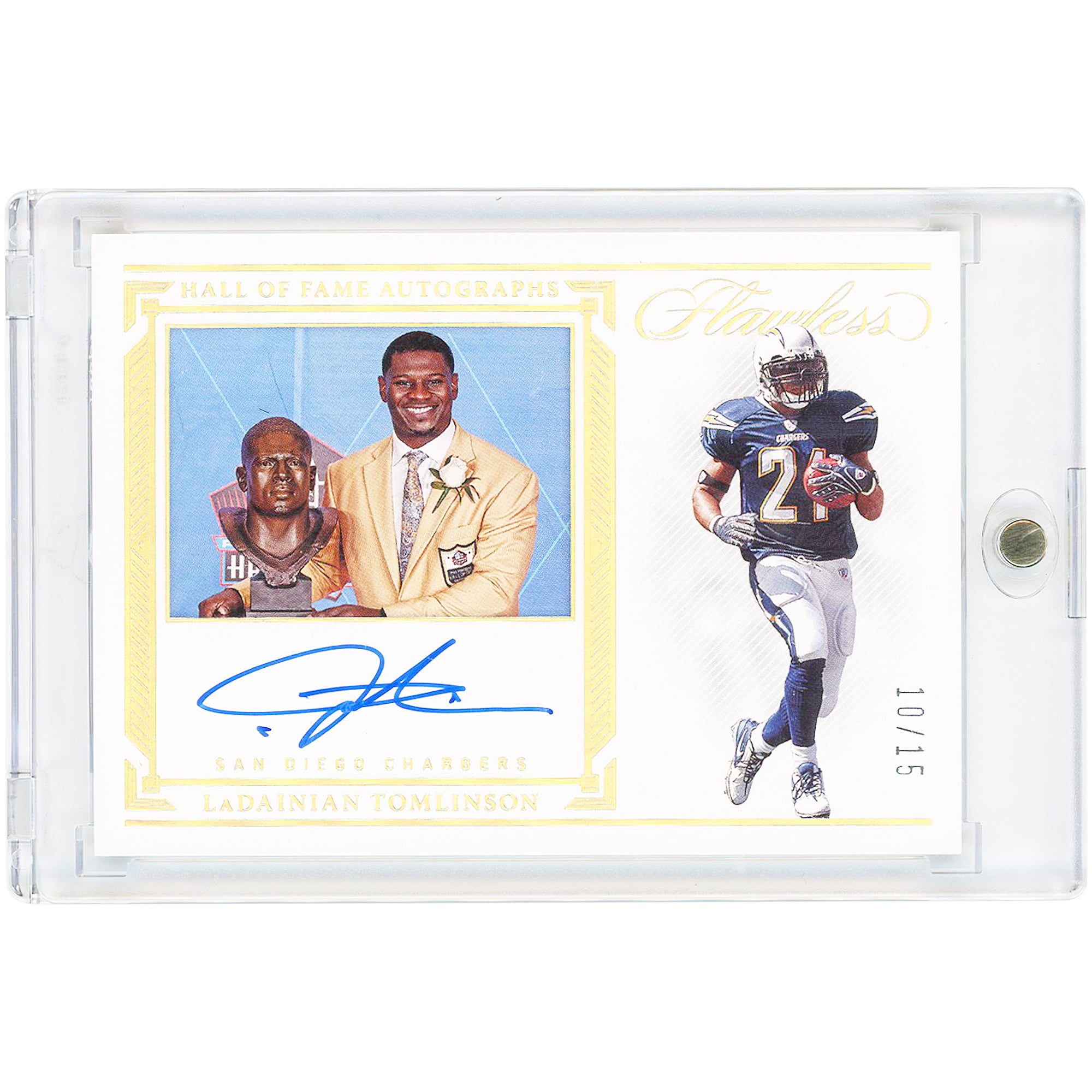 LaDainian Tomlinson San Diego Chargers Autographed 2022 Panini Flawless Hall of Fame #HOF-LT #10/15 Card