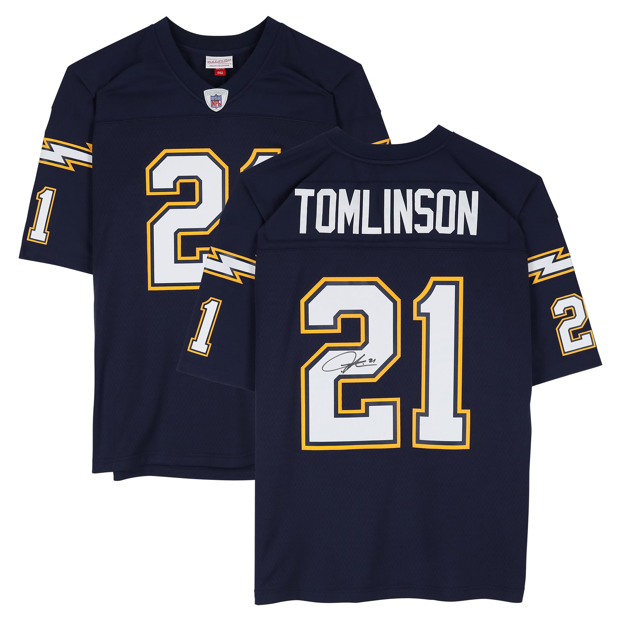 Maillot réplique Mitchell & Ness bleu marine 2006 autographié par LaDainian Tomlinson des Chargers de San Diego
