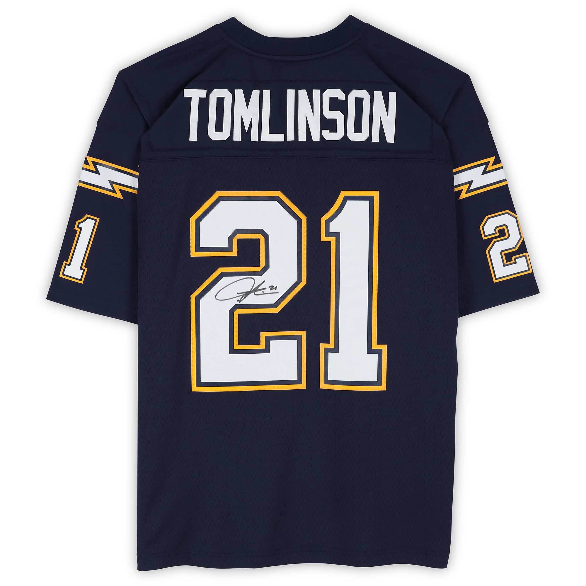 Maillot réplique Mitchell & Ness bleu marine 2006 autographié par LaDainian Tomlinson des Chargers de San Diego