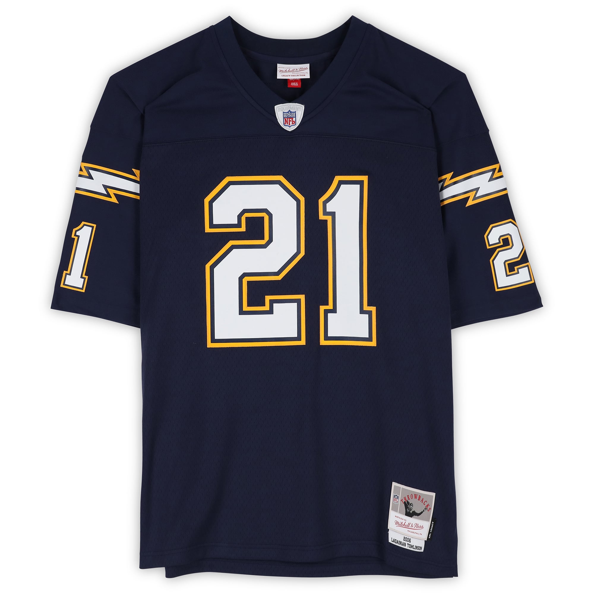 Maillot réplique Mitchell & Ness bleu marine 2006 autographié par LaDainian Tomlinson des Chargers de San Diego