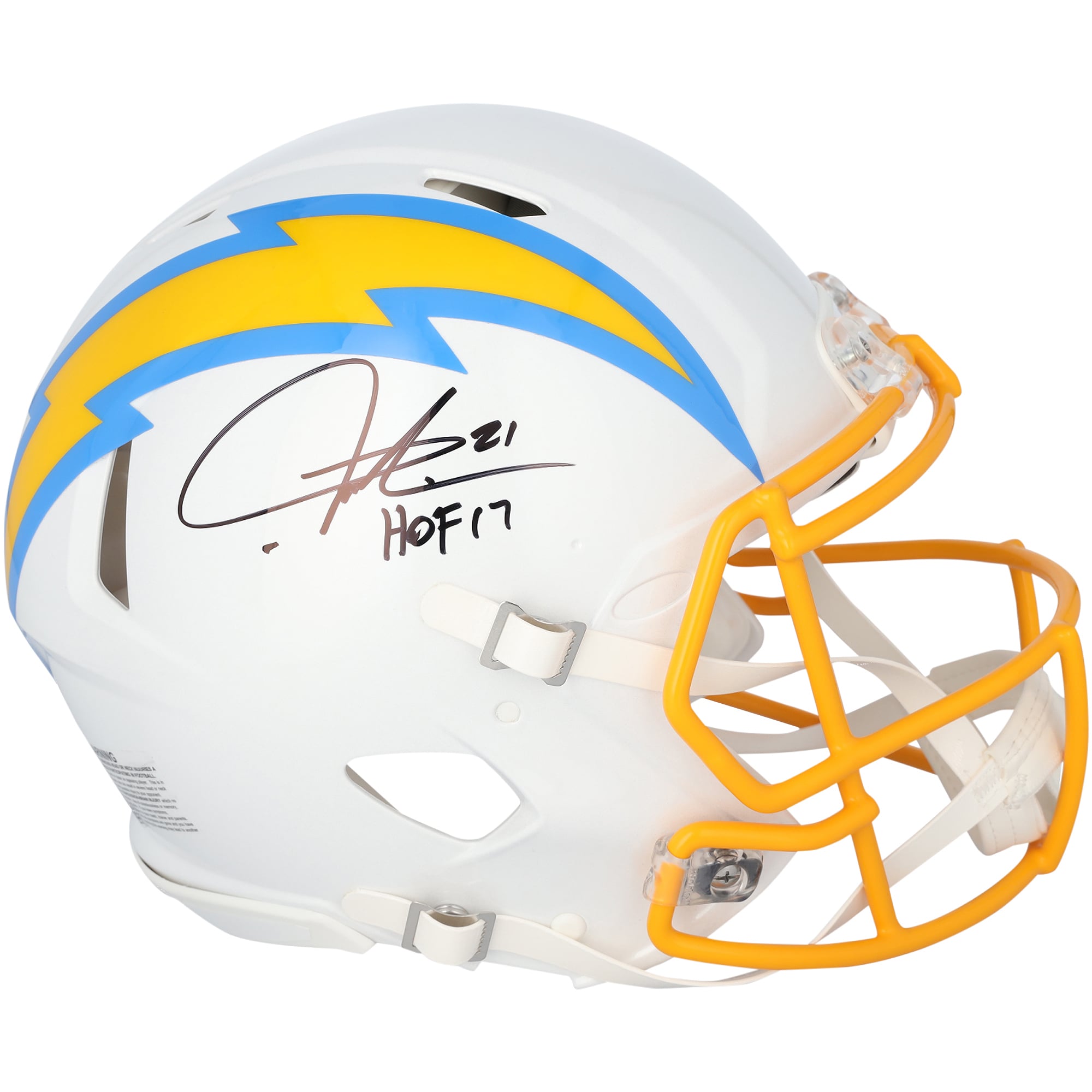 Casque Riddell Speed ​​Authentic 2020 autographié par LaDainian Tomlinson (San Diego Chargers) avec inscription « HOF 17 »