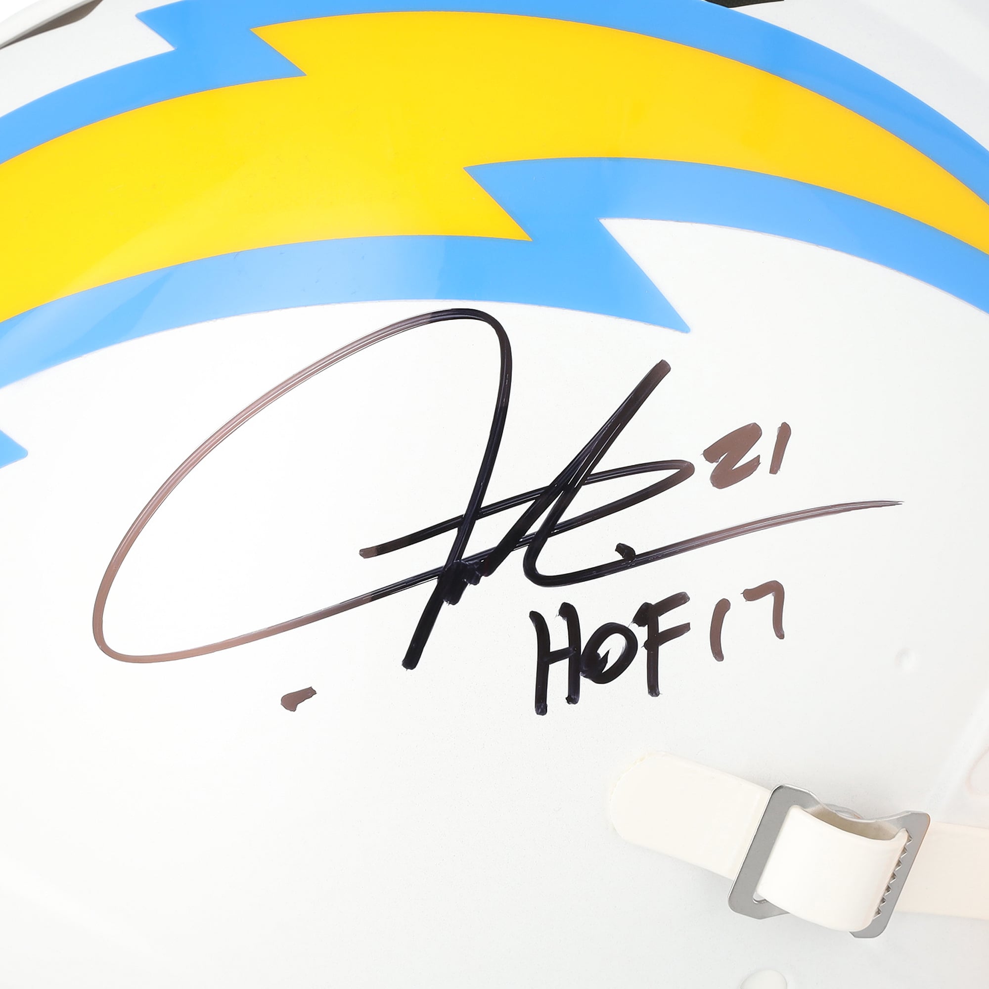 Casque Riddell Speed ​​Authentic 2020 autographié par LaDainian Tomlinson (San Diego Chargers) avec inscription « HOF 17 »