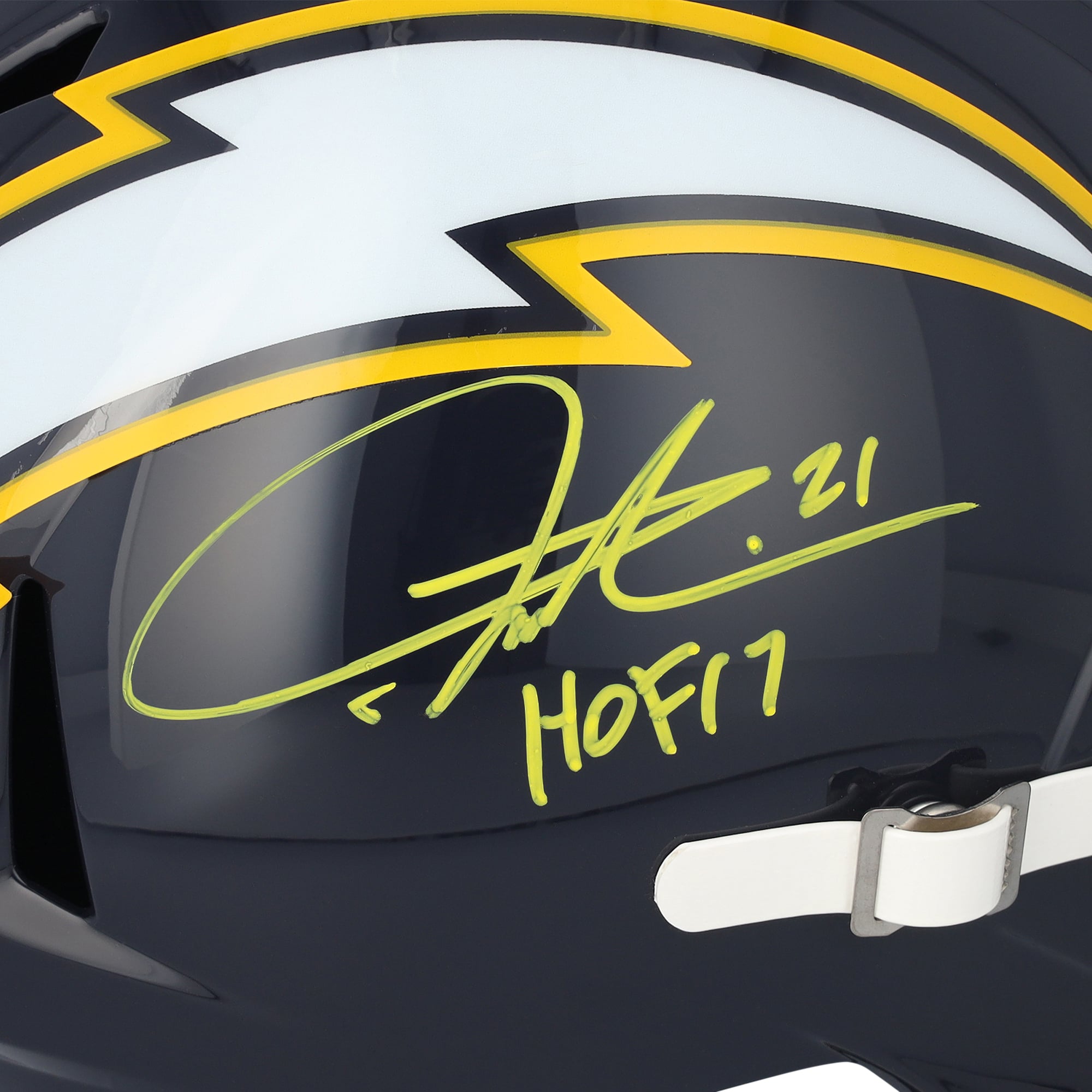 Casque réplique Riddell 2025 Alternate Speed ​​autographié par LaDainian Tomlinson des Chargers de San Diego avec inscription « HOF 17 »