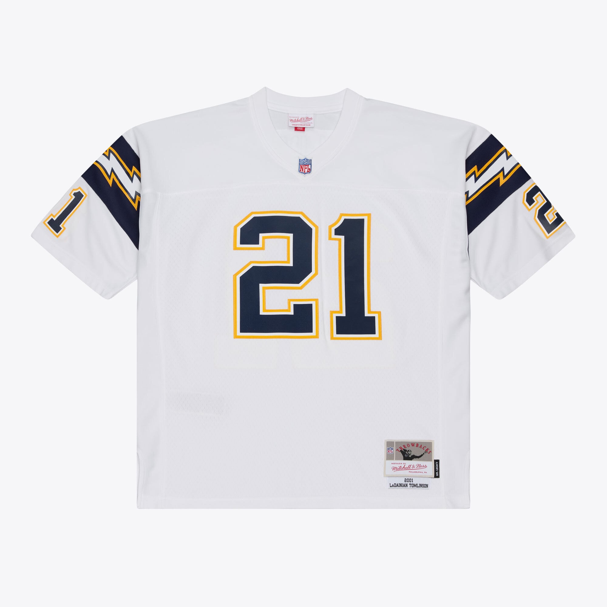 Maillot réplique Mitchell & Ness LaDainian Tomlinson blanc des Chargers de San Diego (édition 2001 Legacy) pour homme
