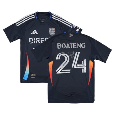 Emmanuel Boateng San Diego FC Autographed Fanatics Authentic Match-Used #24 Navy Jersey from the 2025 MLS Season - Size S