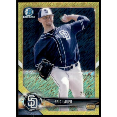 2018 Bowman Chrome Prospects Canary Yellow Shimmer Refractors #BCP18 Eric Lauer