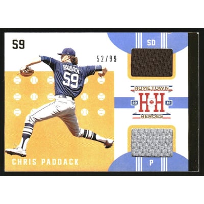 2019 Hometown Heroes Dual Memorabilia Gold #2 Chris Paddack/99