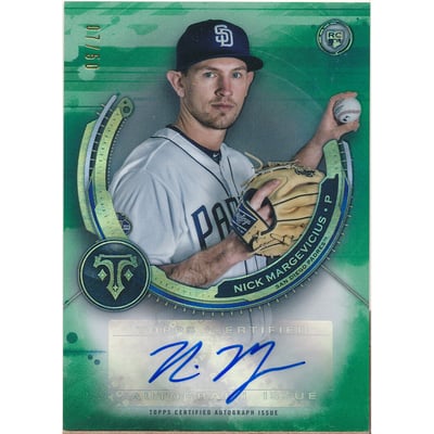 2019 Topps Triple Threads Rookie Autographs Emerald #RAUNM Nick Margevicius