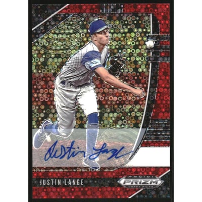 2020 Panini Prizm Draft Picks Base Autographs Prizms Red Donut Circles #34 Justin Lange/99