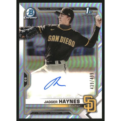 2021 Bowman Chrome Prospect Autographs Refractors #CPAJH Jagger Haynes