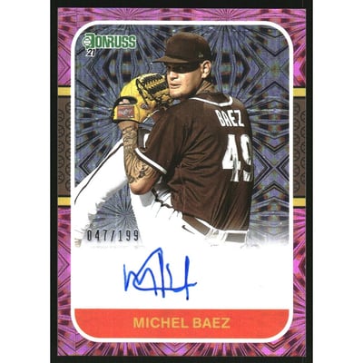 2021 Donruss Retro '87 Signatures Pink Fireworks #34 Michel Baez/199