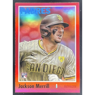 2024 Topps Archives Red Hot Foilboard #156 Jackson Merrill RC /50