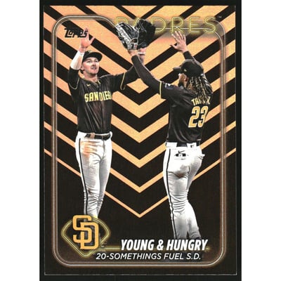 2024 Topps Update Halloween Orange and Black Foil #US48 Jackson Merrill/Fernando Tatis Jr.