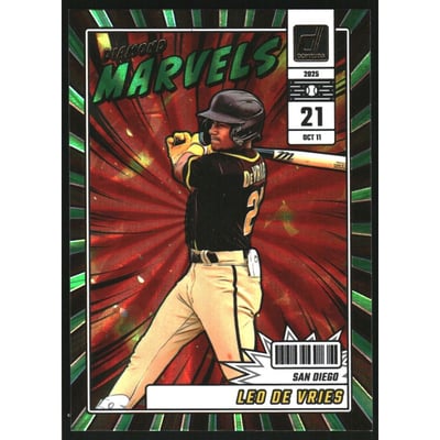 2025 Donruss Diamond Marvels Green Laser #11 Leo De Vries