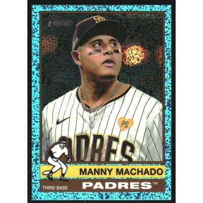 2025 Topps Heritage Chrome Light Blue Sparkle Refractors #330 Manny Machado