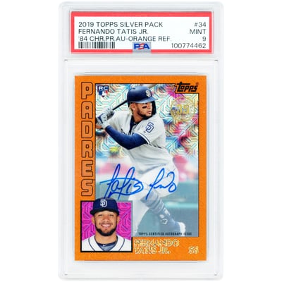 Fernando Tatis Jr. San Diego Padres Autographed 2019 Topps Silver Pack Orange Refractor #T84U-34 #21/25 PSA Authenticated 9 Rookie Card