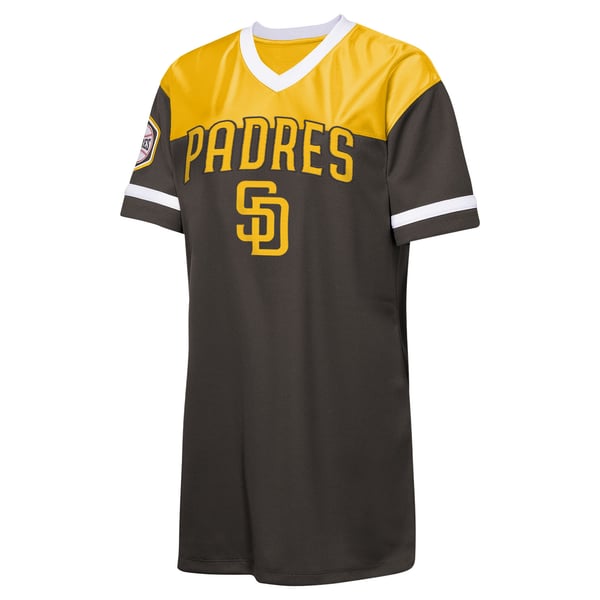padres jersey dress Girls Youth Outerstuff Brown San Diego Big League Cheer V-Neck T-Shirt padres city connect
