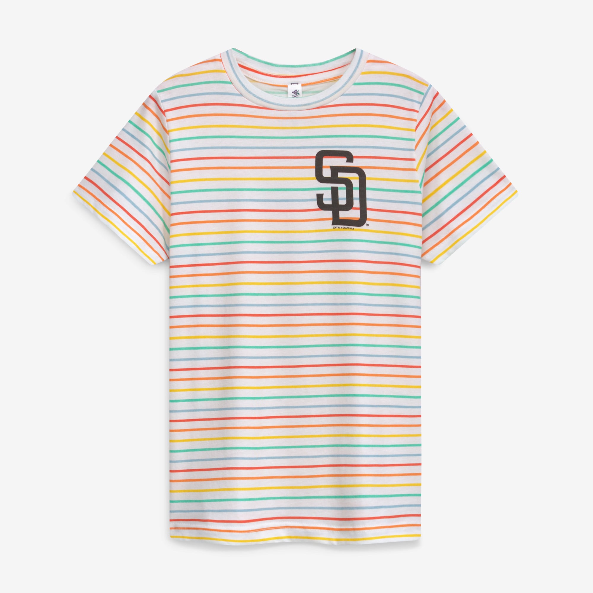 Girls Youth Soft as a Grape White San Diego Padres Striped T-Shirt