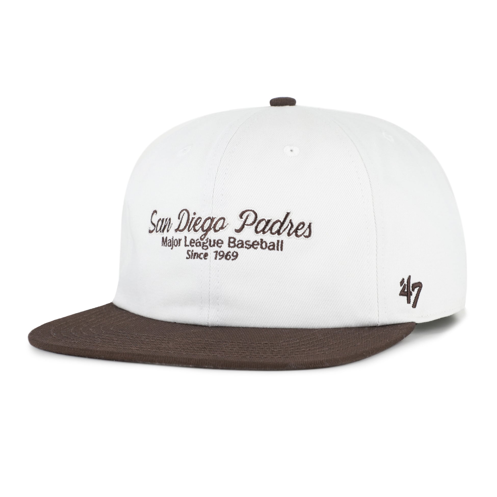 Casquette snapback décontractée style capitaine, modèle 47 blanc/marron, San Diego Padres.