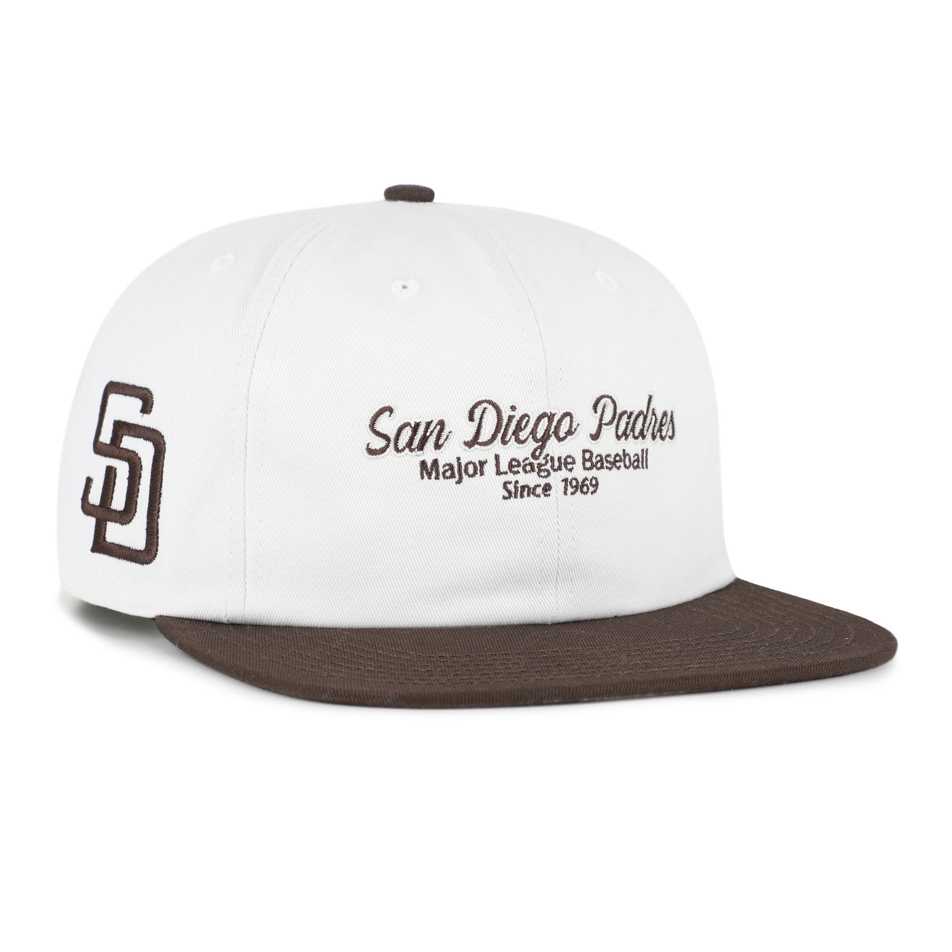 Casquette snapback décontractée style capitaine, modèle 47 blanc/marron, San Diego Padres.
