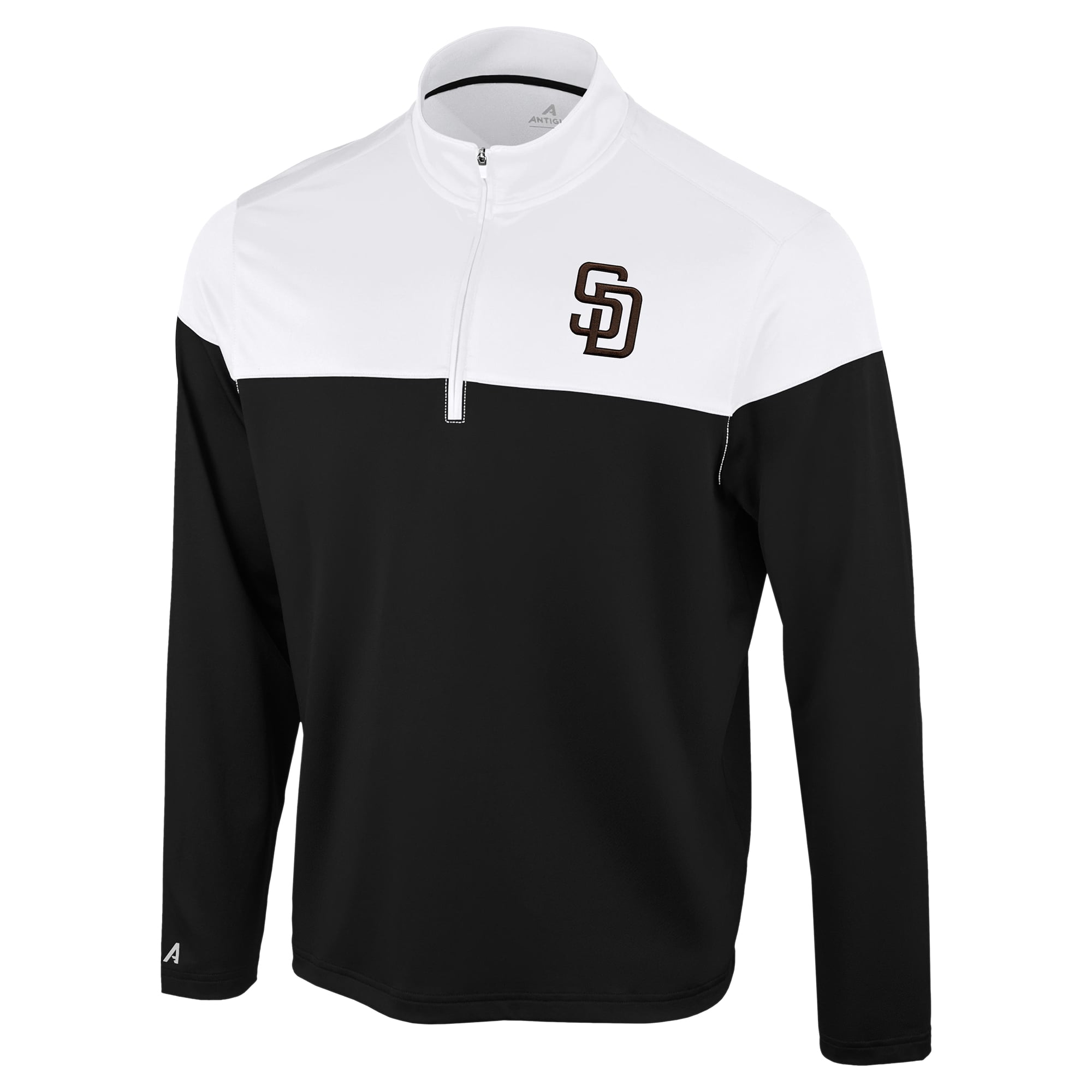 Pull à col zippé Antigua noir et blanc pour homme, San Diego Padres Hinder