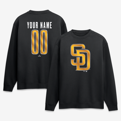 San Diego Padres  Metallic Mascot Personalized Name & Number Sweatshirt - Black